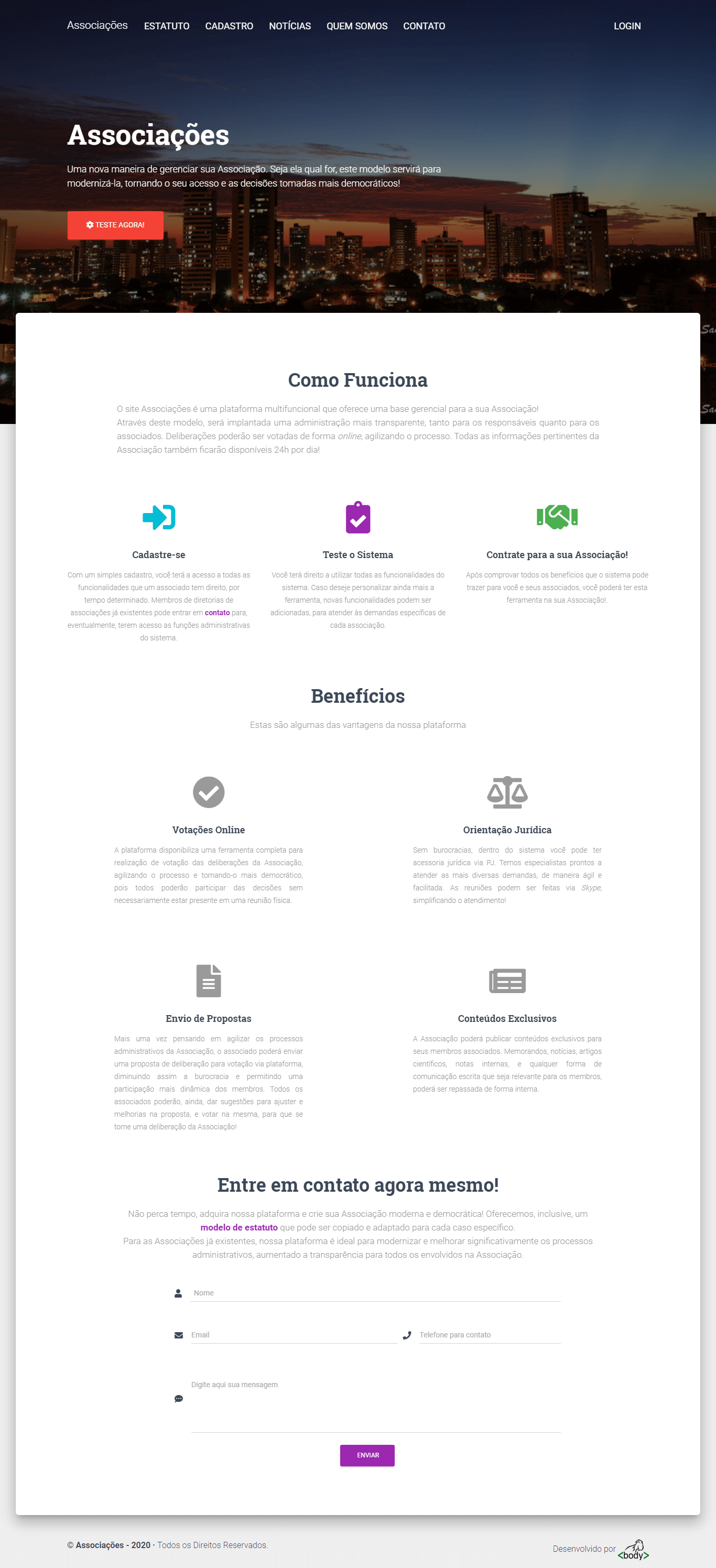 Projeto Associações - Body Desenvolvimento